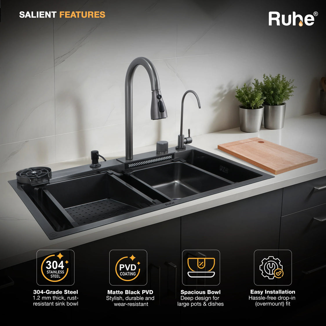 Nano Smart Kitchen Sink (30 x 18 x 9 Inches)