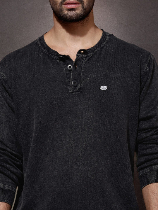 Roadster Black Henley Sweater