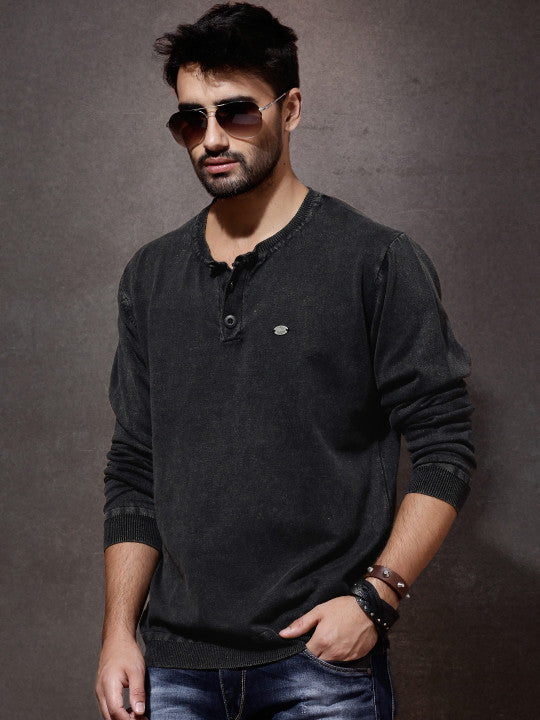 Roadster Black Henley Sweater