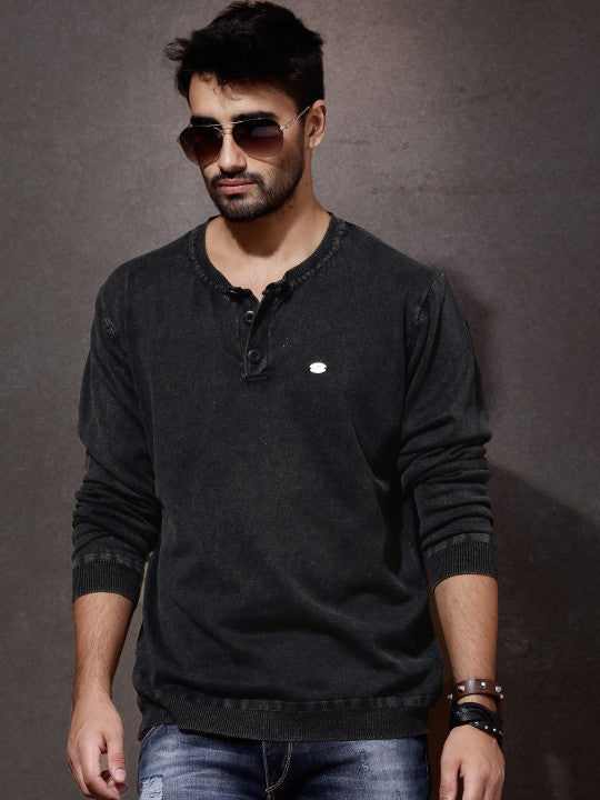 Roadster Black Henley Sweater