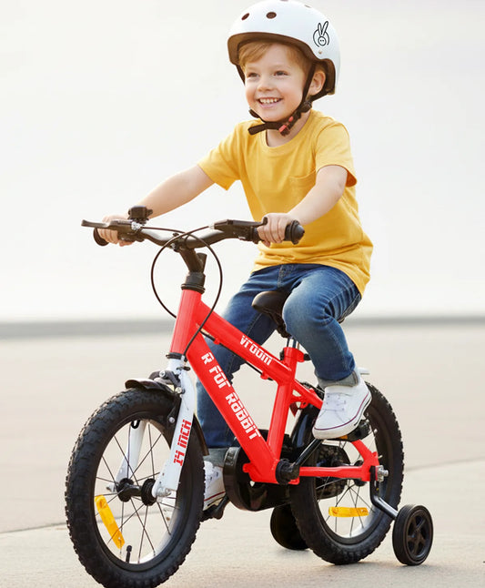 R for Rabbit R For Rabbit Vroom Bicycle for Kids Cycle for 3 to 5 Years Boys & Girls 14T Inches Training Wheels 90% Installed (Red)