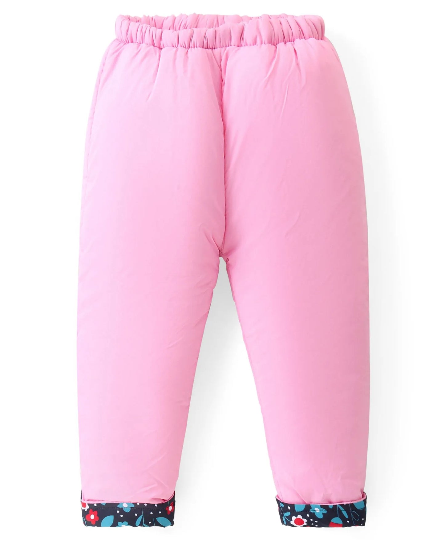 Babyhug Woven Full Sleeves Hooded Puffer Winter Wear Suit With Floral Print - Blue