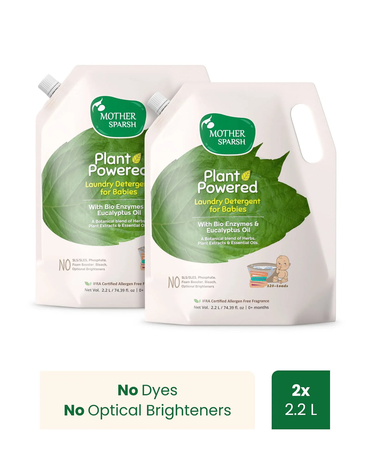 Mother Sparsh Baby Plant Powered Baby Laundry Liquid Detergent Pack of 2 - 2.2 L Each