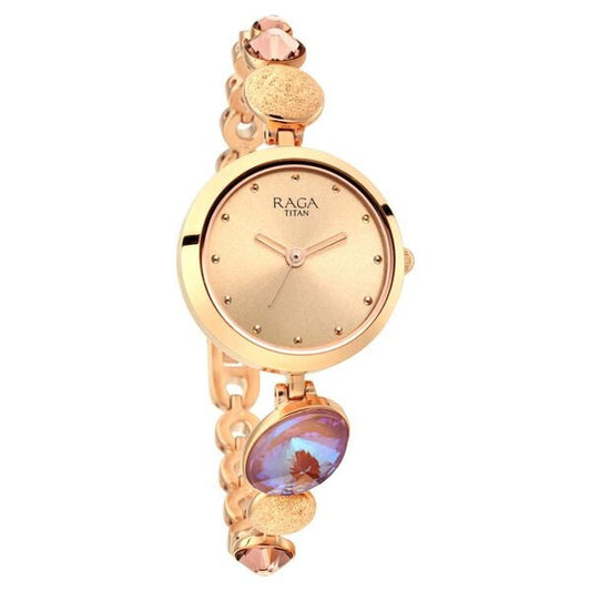 Raga Women's Charm: Elegant Mother of Pearl Dial with Ornate Strap Watch