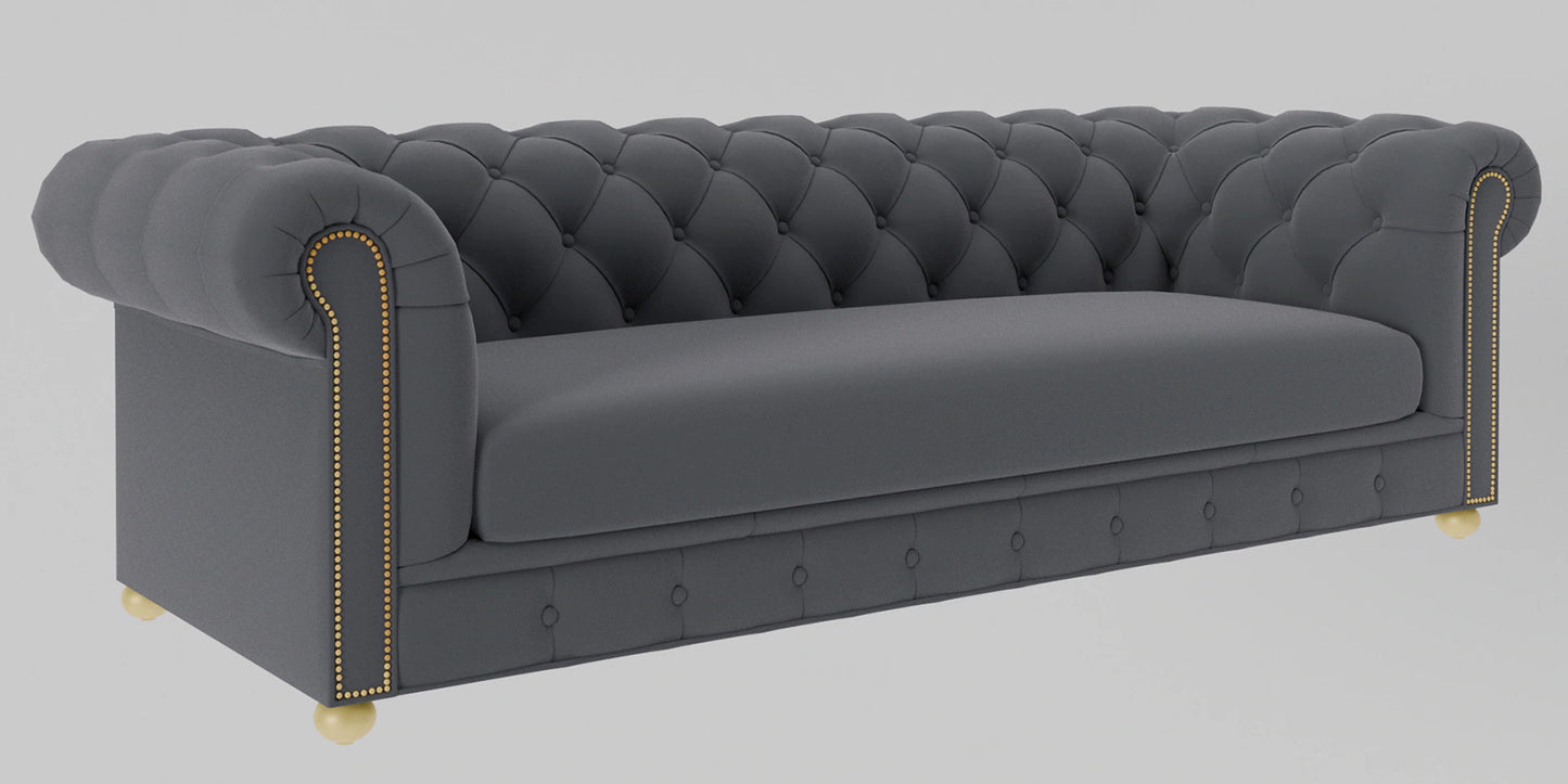 Derby Velvet 3 Seater Sofa In Carbon Grey Colour
