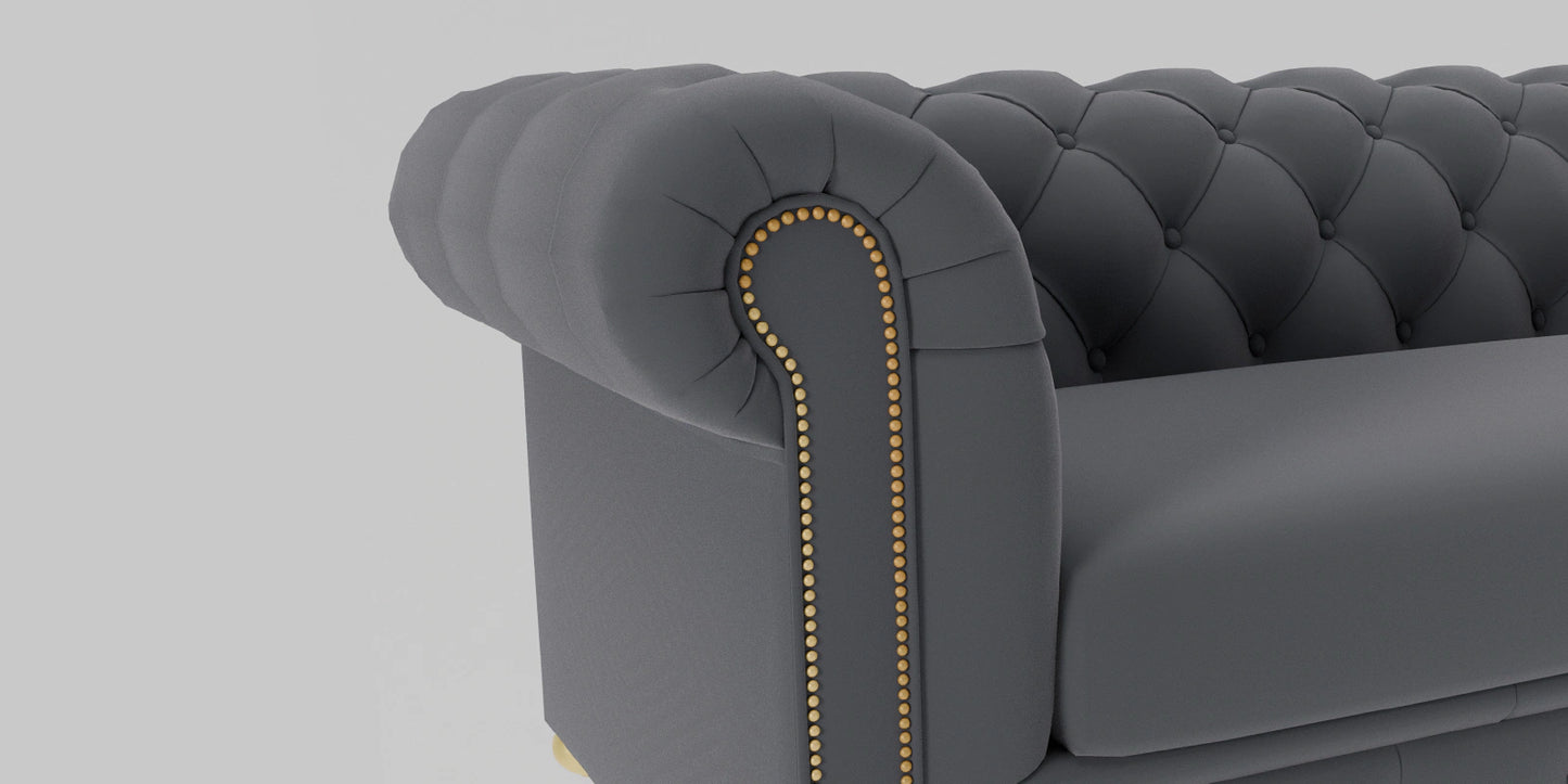 Derby Velvet 3 Seater Sofa In Carbon Grey Colour