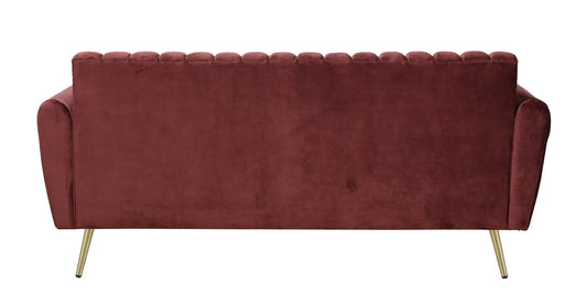 Fidel Velvet 3 Seater Sofa In Wine Red Colour