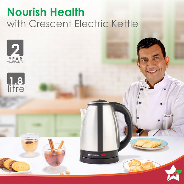 Prato Plus Griller (800W) & Crescent Electric Kettle Healthy Non-stick Aluminium Grill Plates Sleek and Compact Design 1.8 L Kettle Capacity Boil Water in 5 Mins