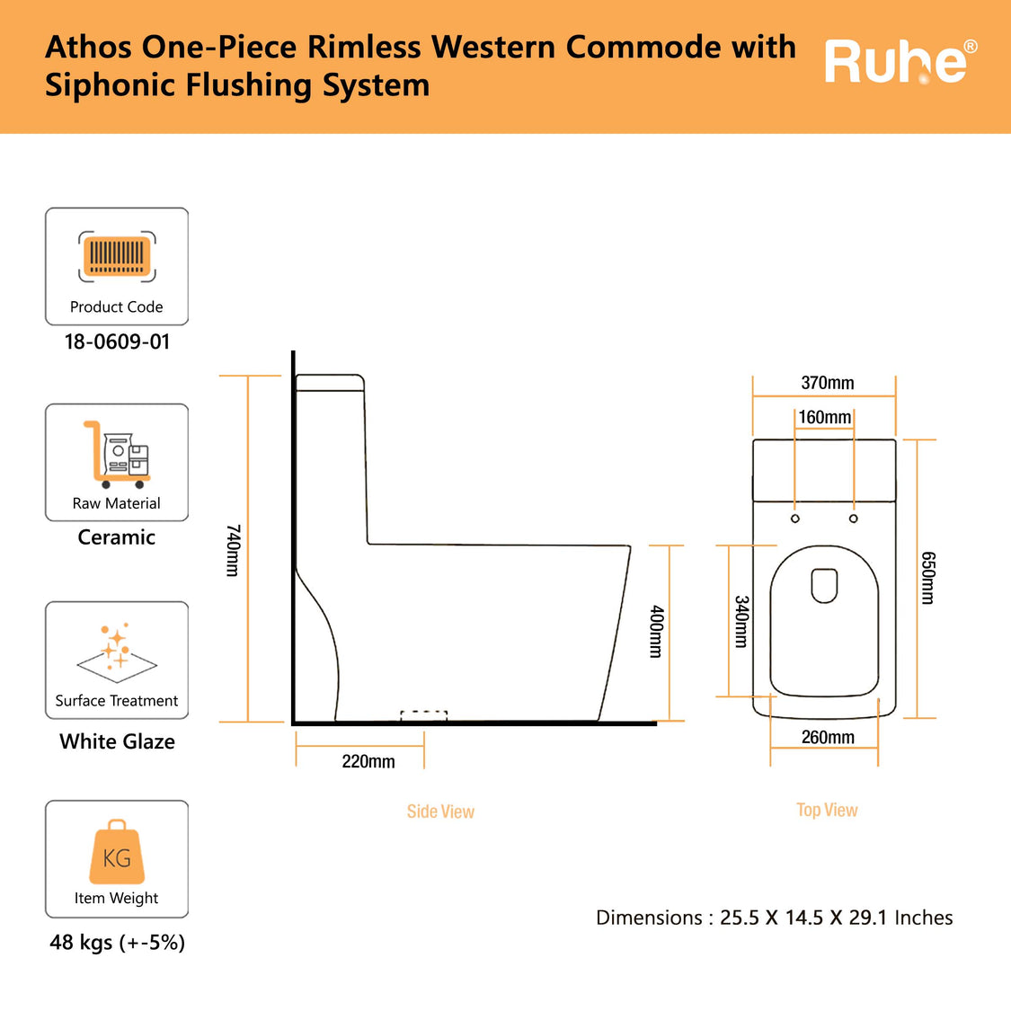 Athos One Piece Western Commode