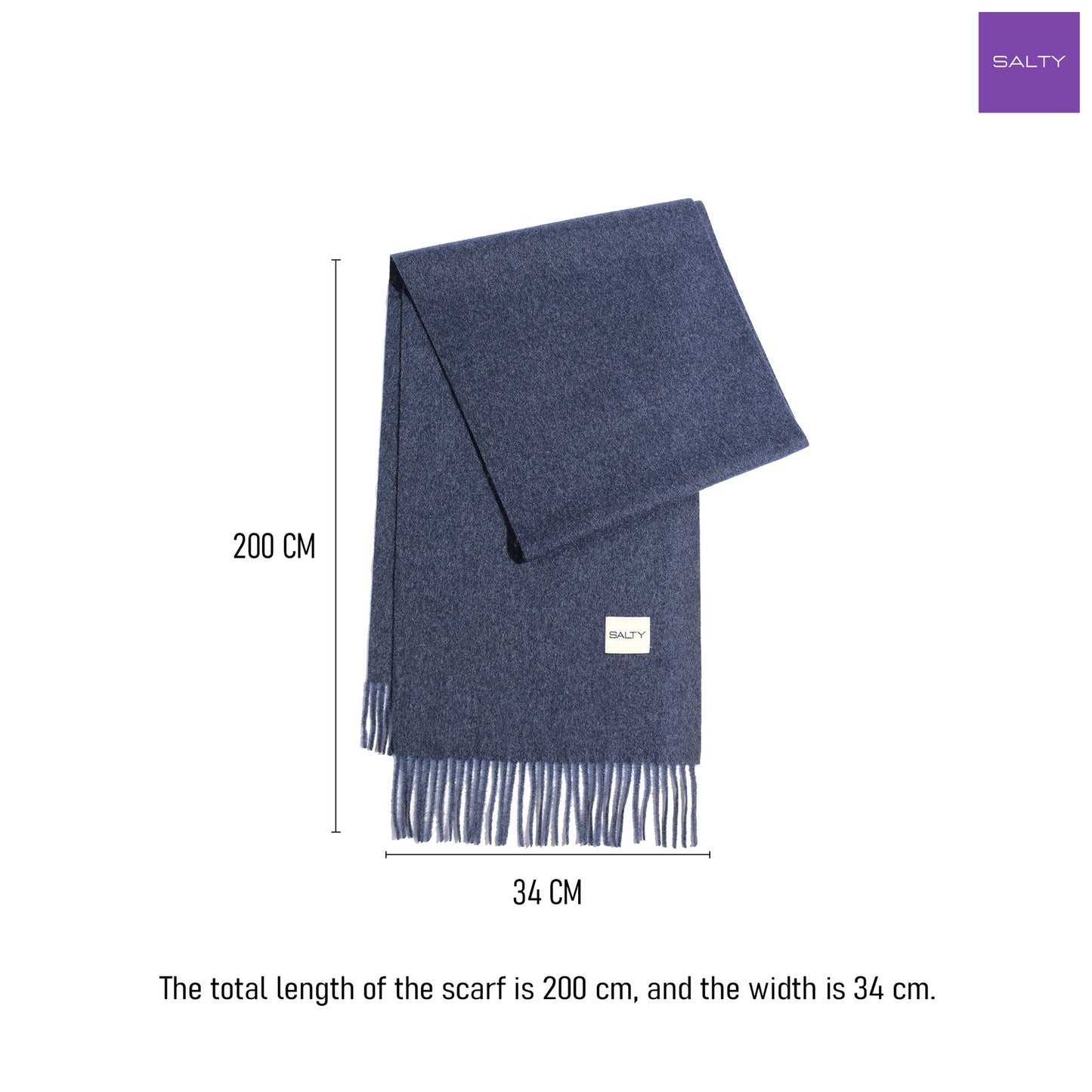 Minimal Solid Fringe Muffler - Blue