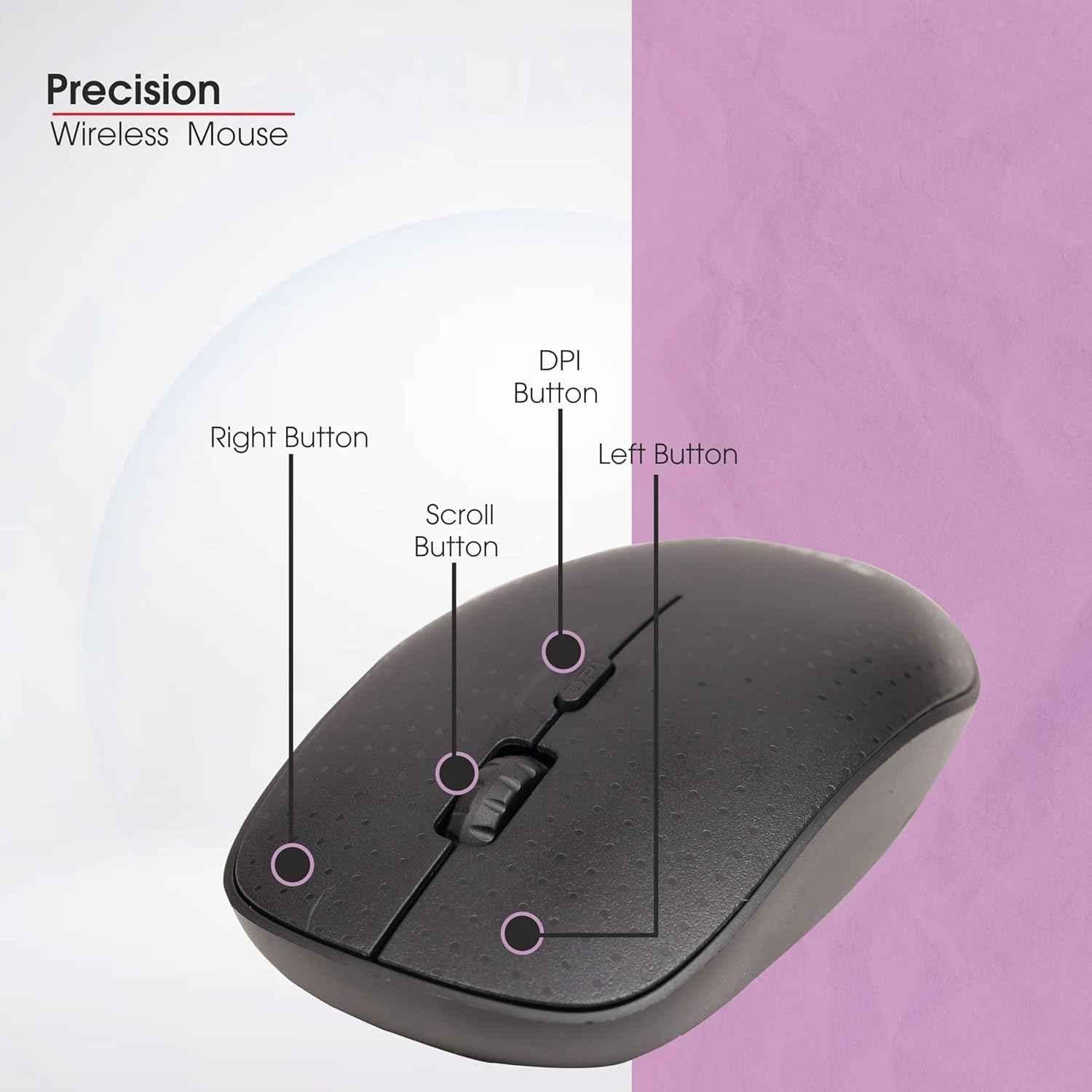 Zebion Precision 1600dpi 4G Adjustable DPI Black Bluetooth Optical Wireless Mouse