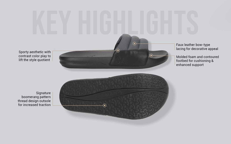 Squooshy Slides for Men : Grey-Black